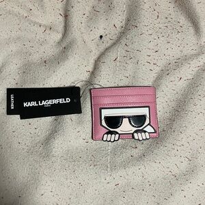 Karl Lagerfeld Pink Card Holder with Sunglasses Design